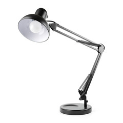 Black desk lamp isolated on white background. table lamp with white background