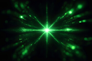 Fototapeta na wymiar Green light effect in the shape of a star. Lens flare, glowing, neon flash