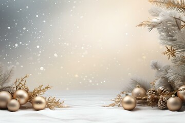 Fototapeta na wymiar Snowy Silver Showcase: Christmas Decor Perfect for Features