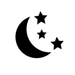night icon.vector icon of moon and stars with flat design