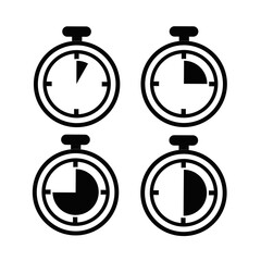 timer icon collection.5,15,30 and 45 minute icon.stopwatch icon - obrazy, fototapety, plakaty