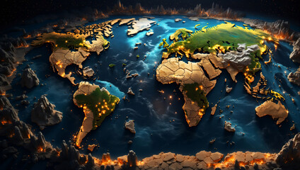 A flat earth world map.