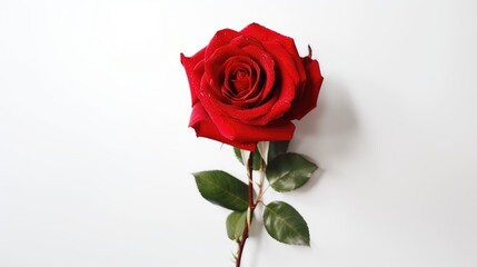 Red rose on white background, valentine's day, anniversary