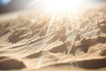 artistic representation of the mesmerizing interplay of light and shadow on desert sand, capturing the shifting textures and hues - Powered by Adobe