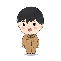 Illustration cute character of civil servants in Indonesia. Chibi character design