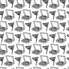 Pizza seamless pattern vector illustration.