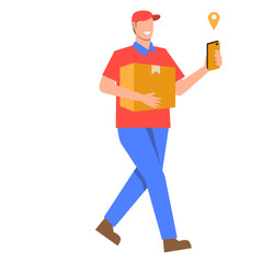Flat Illustration of Faceless Courier Character. Vector Design
