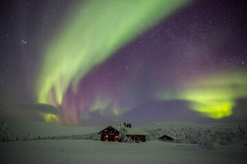 Northern lights in Pallas Yllastunturi National Park, Lapland, Finland