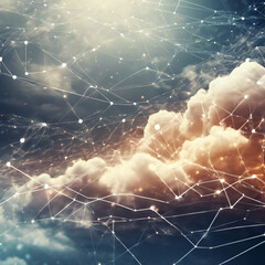 Realistic Cloud Technology Cloud computing transfer big data on internet, Generative AI - obrazy, fototapety, plakaty