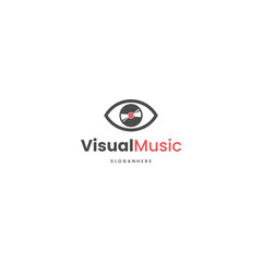 Visual music logo design, eye combine with cassette logo concept