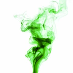 AI illustration of green smoke against a white background.