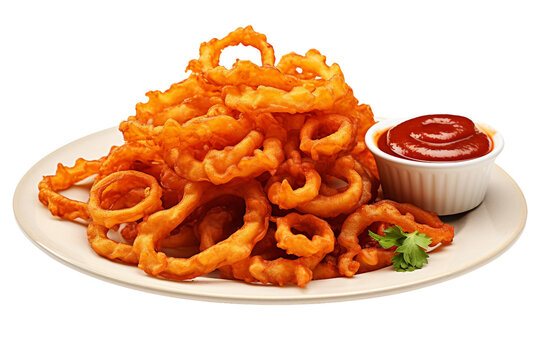 Creative Pile of Curly Fries on transparent background