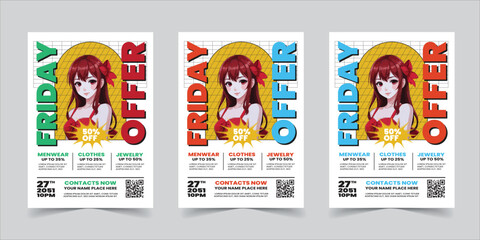 Retro style weekly offer flyer poster template Design