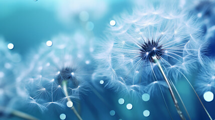 Dandelion Seeds in droplets of water