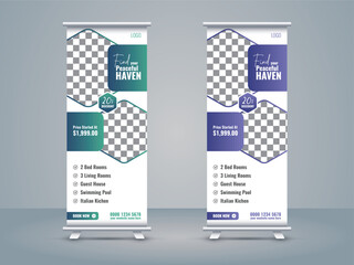 Real estate business roll up banner or standee design template