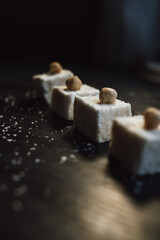 sugar on a wooden background