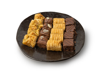 Baklava Isolated, Small Ramadan Dessert, Eastern Sweet Filo Pastries, Turkish Honey Baklawa, Oriental Desert