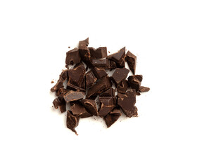 Grated Chocolate Pile Isolated, Crushed Chocolate Shavings, Crumbs, Scattered Flakes, Cocoa Sprinkles