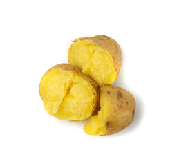 Boiled Potato Half in Skin Isolated, Whole Prepared Unpeeled Vegetables, Healthy Diet Ingredient