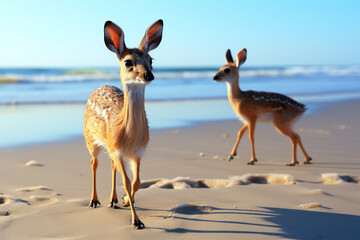 mouse deer walking on the beach