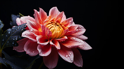 A detailed view of a flower against a black background