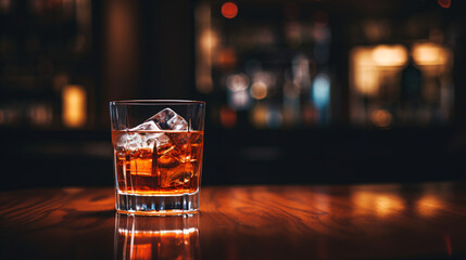 A glass filled with a drink sitting on top of a table - obrazy, fototapety, plakaty