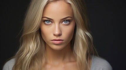 Naklejka premium ukrainian actress headshot, natural blone, femme fatale, 16:9