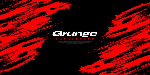 Red and Black Grunge Background. Sport Banner with Brush Style. Brush Stroke Illustration for Banner, Poster, or Sports Background. Scratch and Texture Elements For Design