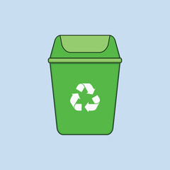 Green Dustbin Vector Illustration Icon Recycle Bin Icon Vector