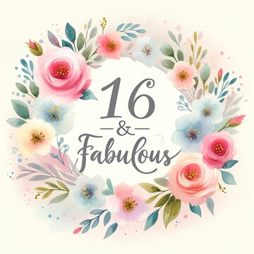 Floral Sweet 16 & Fabulous Birthday Art