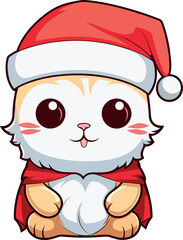 Cute Christmas Cat with Santa Hat