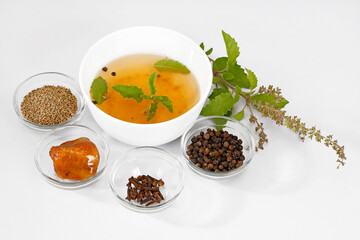 Home made Ayurvedic Medicine or Herbal remedy with Herb