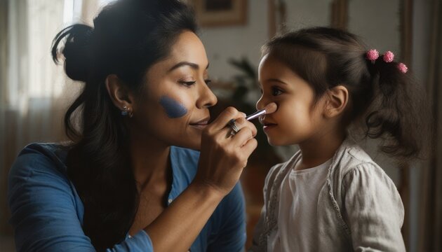  Mom paints her daughter's face