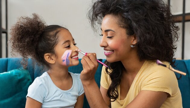  Mom paints her daughter's face