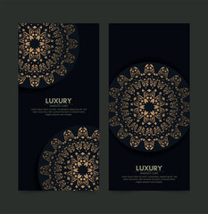 Luxury mandala decorative card in gold color