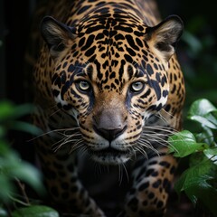 Photo of a striking and elusive jaguar. Generative AI