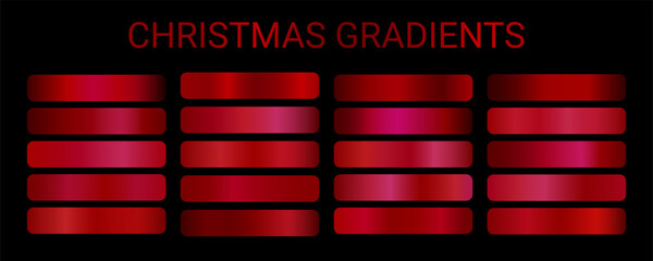 Christmas backgrounds red vector. Red color gradients palette set for Christmas holiday banners, wallpaper, cover, cards, flyers, invitations, ribbon design 