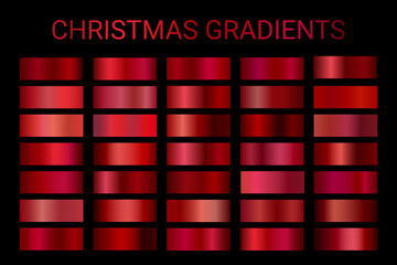 Christmas backgrounds red vector. Red color gradients palette set for Christmas holiday banners, wallpaper, cover, cards, flyers, invitations, ribbon design 