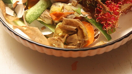 Organic Waste Comprising Fruit Peels in a Plate