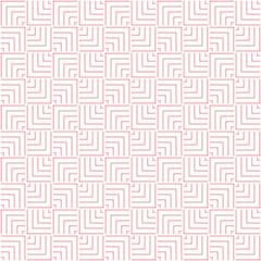 Pink and white seamless abstract geometric overlapping lines and squares pattern