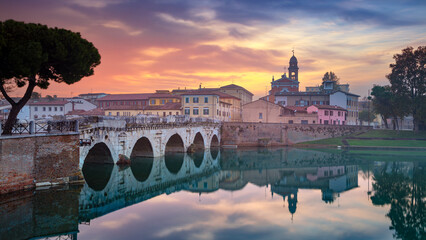 Rimini, Italy. Cityscape image of historical center of Rimini, Italy at sunrise.