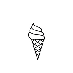 Cone ice cream, dessert ice sweet icon symbol in flat black line style, isolated on white background