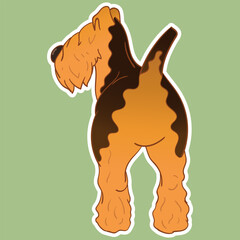 Sticker dog. Airedale Terrier. Funny sticker with a dog. Cartoon style. Set of stickers. Cartoon character for comics and postcards
