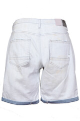 modern bermuda shorts of light color - hardened from denim material