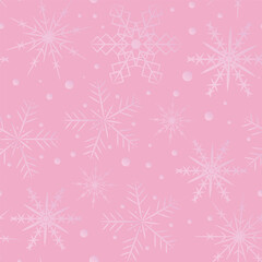 Beautiful pink seamless pattern with snowflakes.