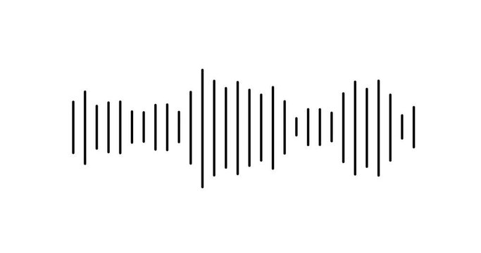 4k  lines Waveform Audio animation on white background,sound wavefrom isolated on white background 