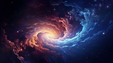Galaxy spiraling with sparkling stars and glowing nebula AI generated illustration