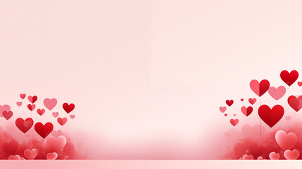 Walentynkowe minimalistyczne pastelowe tło dla zakochanych par - miłość w powietrzu pełna serc. Wzór do projektu baneru - obrazy, fototapety, plakaty