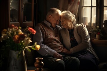 Elderly Love: Serene Seaside Stroll of a Lifelong Bond