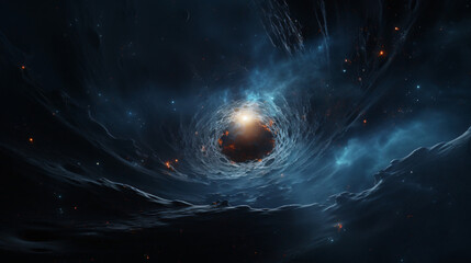 A picture showcasing a black hole located in the center